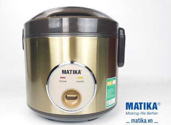 Nồi cơm điện matika 1,8l 900w nắp gài màu nâu đồng mtk - rc0911
