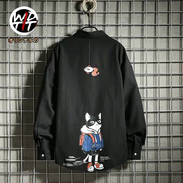 [HCM]Áo Sơ Mi Nam Nữ Kiểu Rộng In Mèo Đi học Áo khoác phối cùng áo sơ mi cực đẹp vải loan mềm mịn