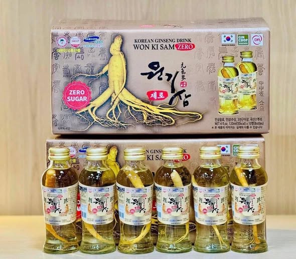 Nước sâm củ WONKISAM không đường Hàn Quốc - Hộp 10 chai