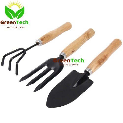 Bộ dụng cụ làm vườn mini gồm 3 món: Cào đất, xẻng, xới đất