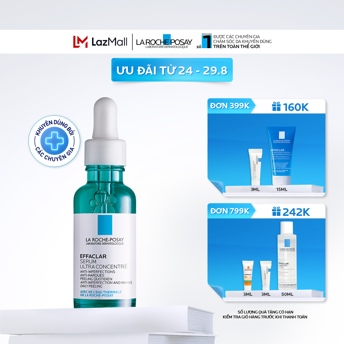 Dưỡng chất giảm mụn 3 tác động La Roche-Posay Effaclar Serum 30ml