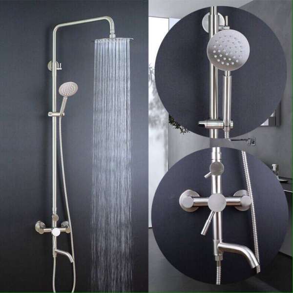 Bộ vòi hoa sen tắm nóng lạnh tròn SUS Inox 304 Mờ CHÍNH HÃNG YAMATO ST100 - cây sen tắm nóng lạnh thân tròn inox 304 không chì, phù hợp với mọi không gian tắm