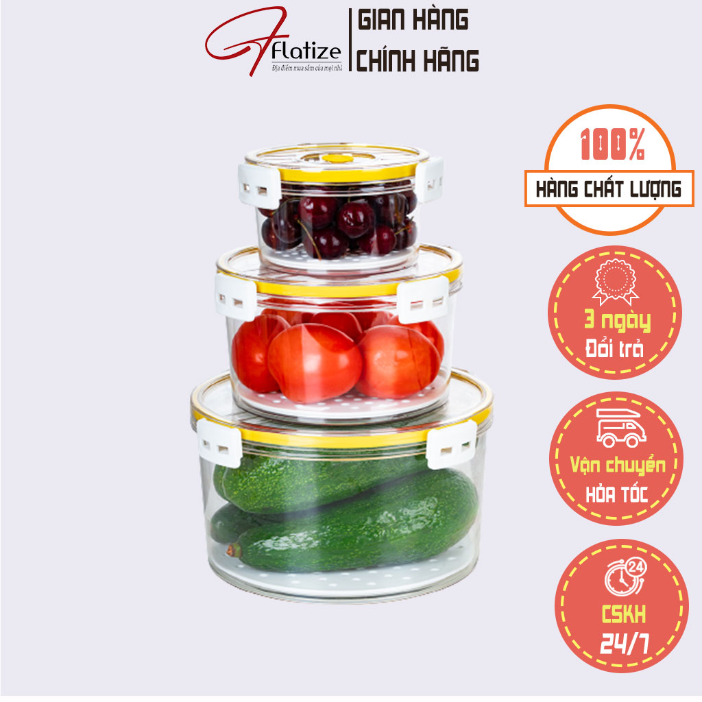Bộ hộp thực phẩm tròn, hộp nhựa đựng thức ăn cao cấp Hokori, khay đựng thực phẩm