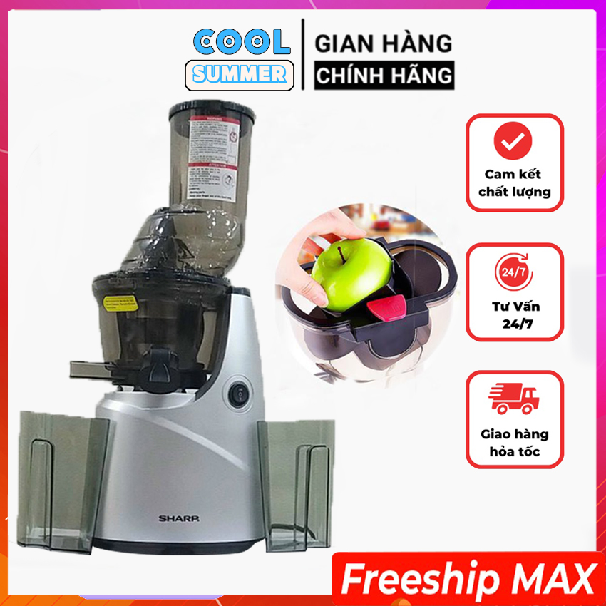 Máy ép chậm, máy ép trái cây chậm, máy ép chậm sharp ks-689 công nghệ ép giữ nguyên dưỡng chất vitamin, công suất lớn 250w ép kiệt bã, dễ dàng vệ sinh - bảo hành 12 tháng