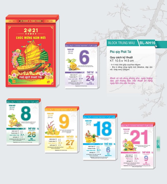 [HCM]Lịch blóc 2021 (14x20cm) - Lịch treo tường - Lịch năm 2021