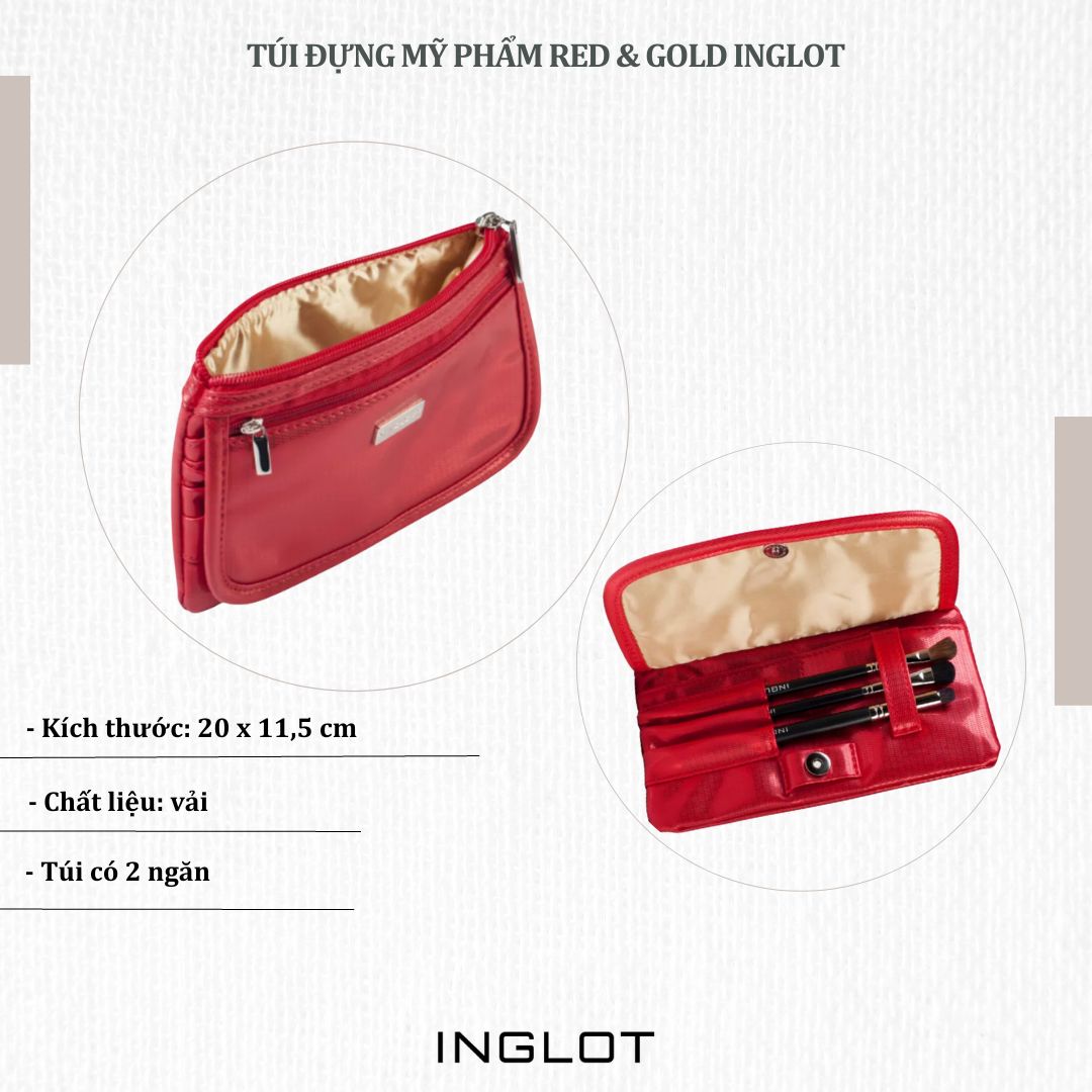 Túi đựng mỹ phẩm red & gold inglot