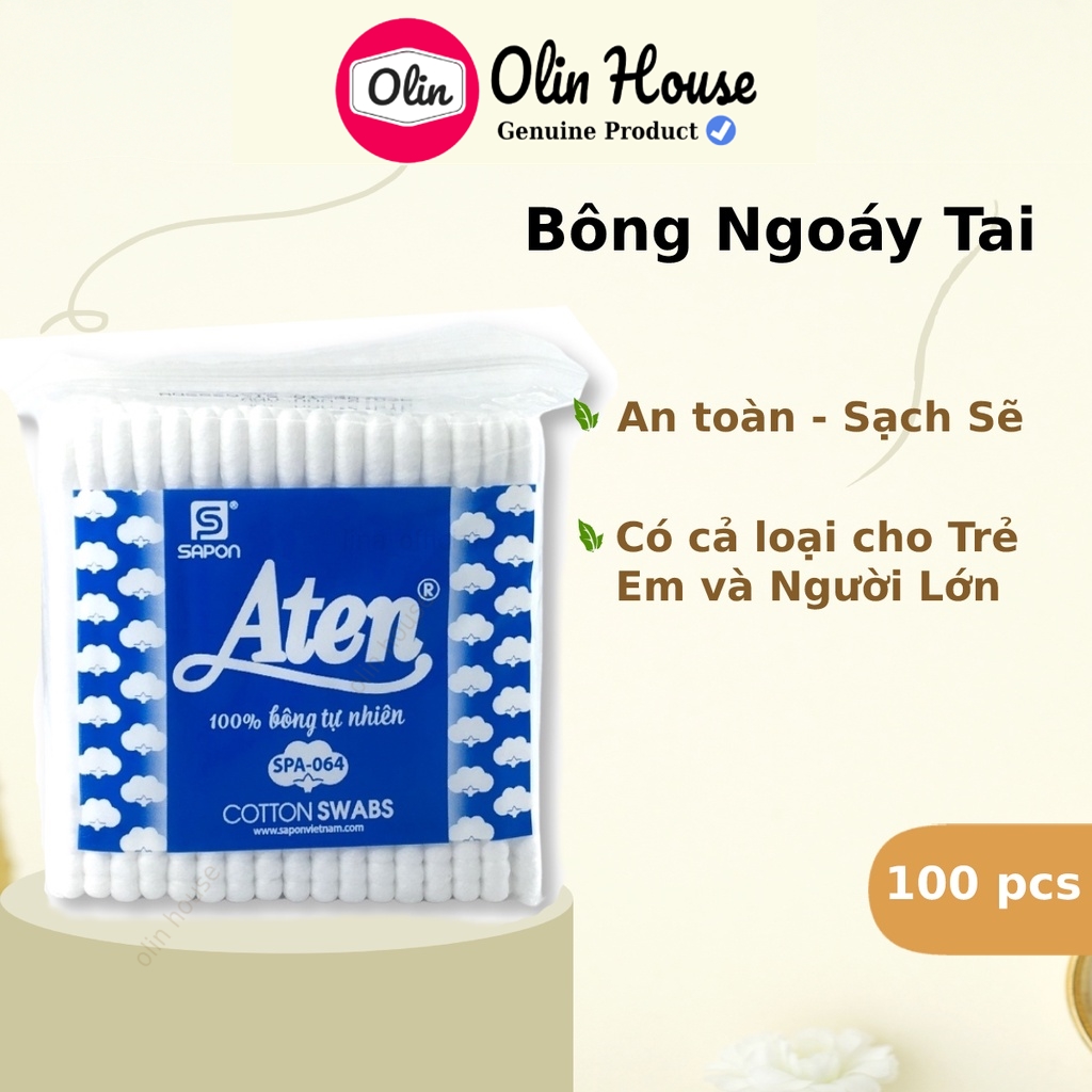 Tăm bông trẻ em người lớn 100 cái - Lấy ráy tai - Bông ngoáy tai - Olin House