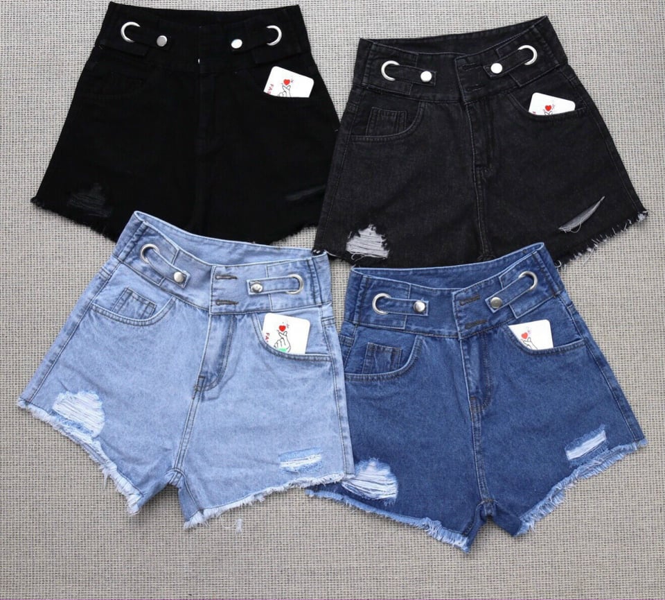 QUẦN SỌT JEANS COTON HAI NÚT LƯNG KIỂU RÁCH SHOP PHƯƠNG CHÂU
