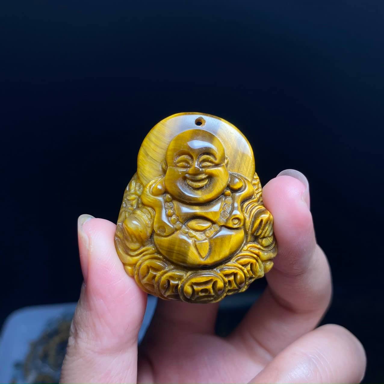 Mặt dây chuyển Di lặc đá mắt hổ