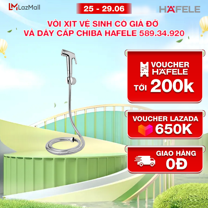 Vòi xịt vệ sinh có giá đỡ và dây cấp Chiba Hafele 589.34.920