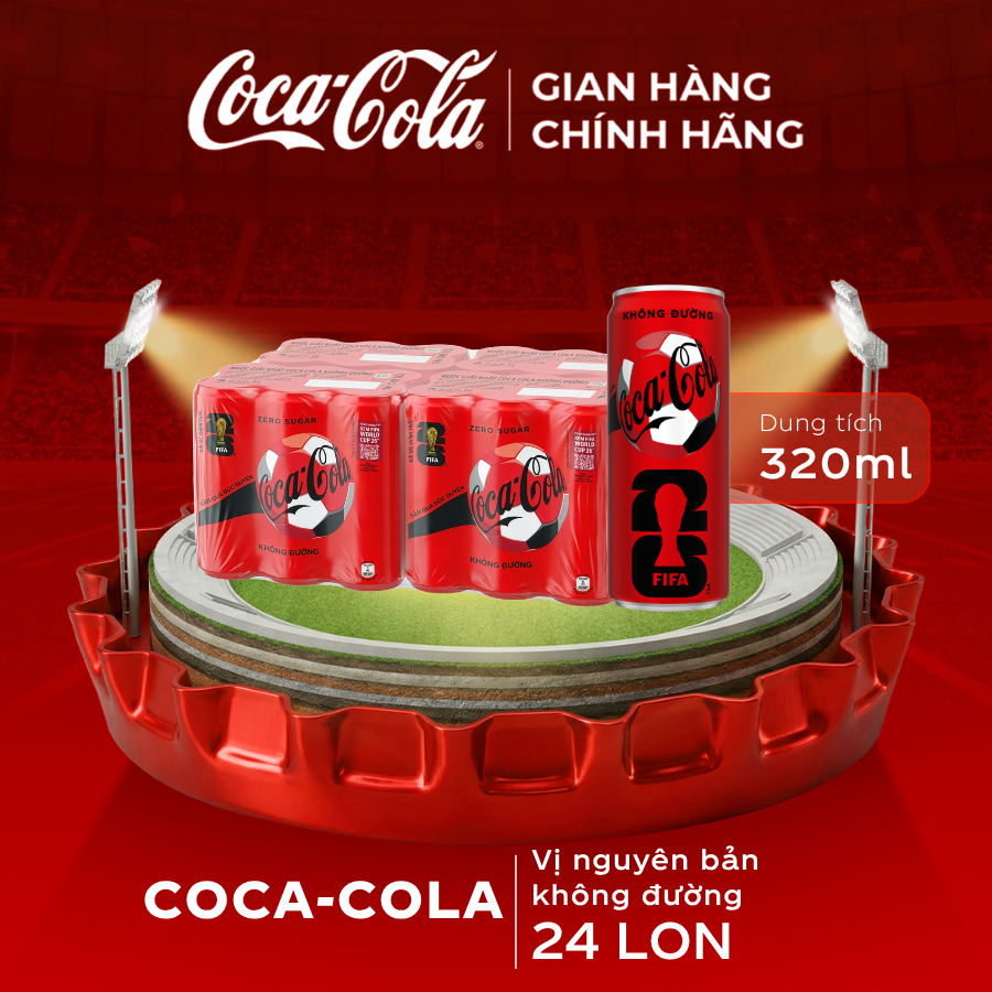 [SIÊU SALE ] Thùng/Lốc 24 Lon Nước Ngọt Giải Khát Không Đường Coca-Cola Zero 320ml/Lon Sale 5.5 Coca-Cola Chính Hãng_LD