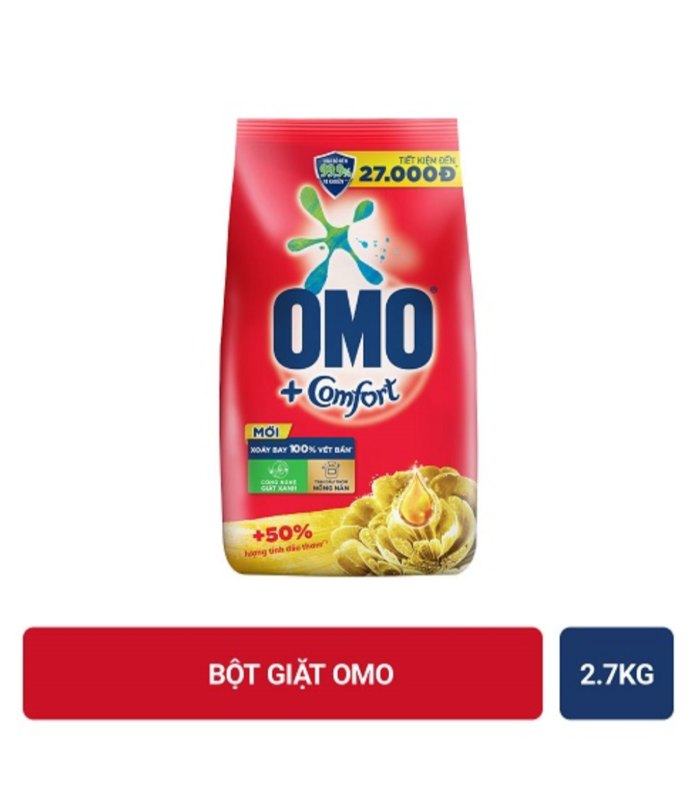 [HCM]Bột Giặt OMO Comfort Tinh Dầu Thơm Nồng Nàng Vàng Túi 2,7Kg