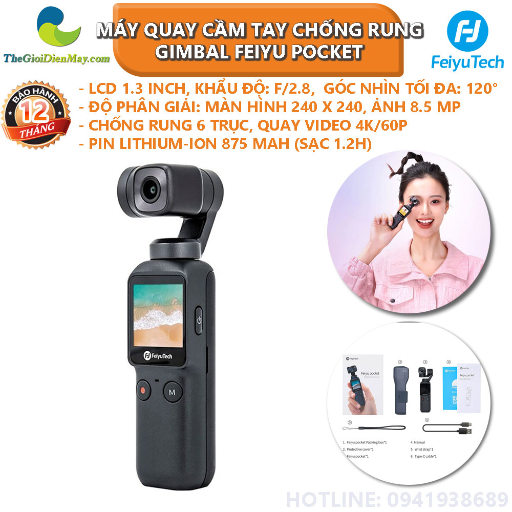 Máy quay cầm tay chống rung Gimbal Feiyu Pocket - Bảo hành 12 tháng - Shop Thế Giới Điện Máy