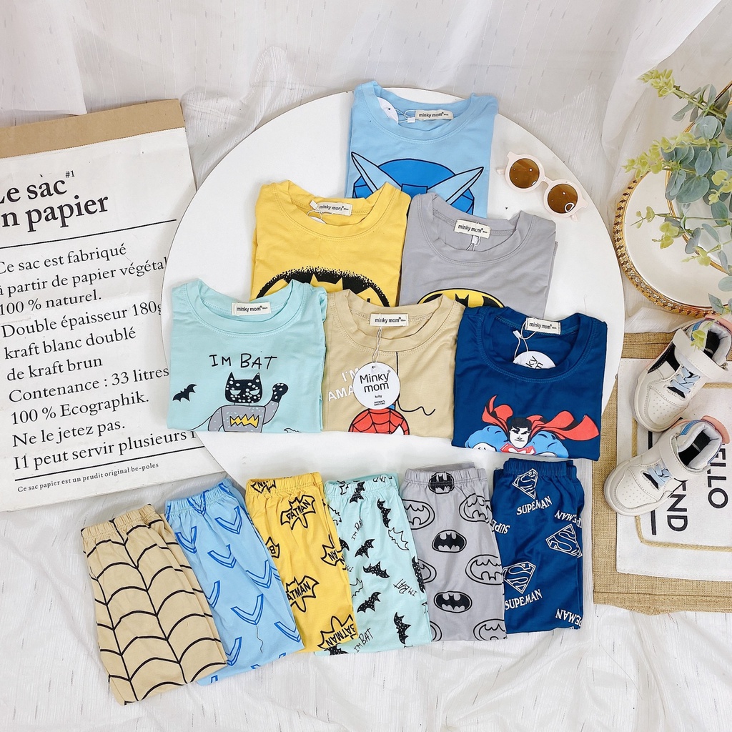 [LDD10] Bộ Dài Tay Thun Lạnh MINKY MOM CÓ SIZE ĐẠI In Hình Siêu Nhân, Mềm Mịn, Thoáng Mát, Hàng Chuẩn Đẹp Cho Bé
