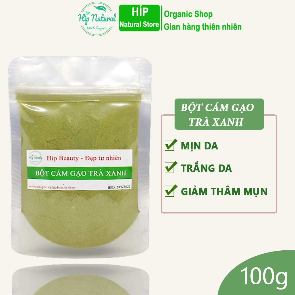 Bột cám gạo trà xanh handmade, cám gạo trà xanh dưỡng da 100g