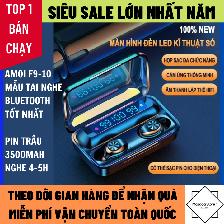 Tai nghe bluetooth không dây F9-10 5.0 bản nâng cấp thế hệ 10 nút cảm ứng, Tai nghe bluetooth mini - Tai nghe bluetooth nhét tai tốt hơn i11,i7s,i9s, i12s - Tai nghe bluetooth mini