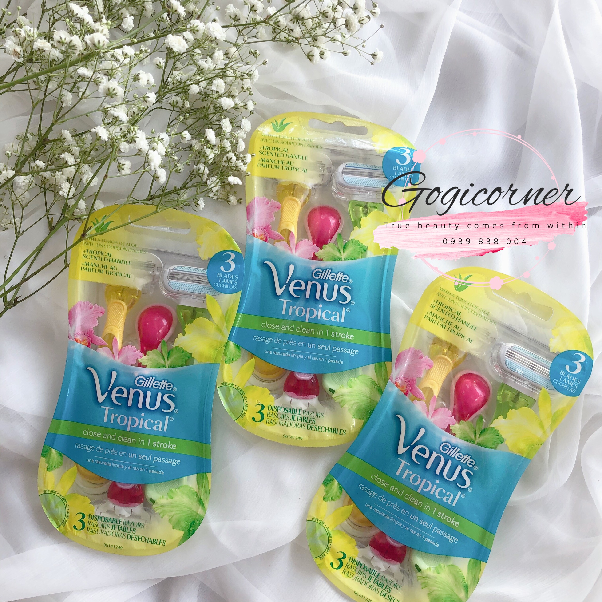 Set dao cạo dành cho nữ gillette venus 3 blade tropical 3 cây