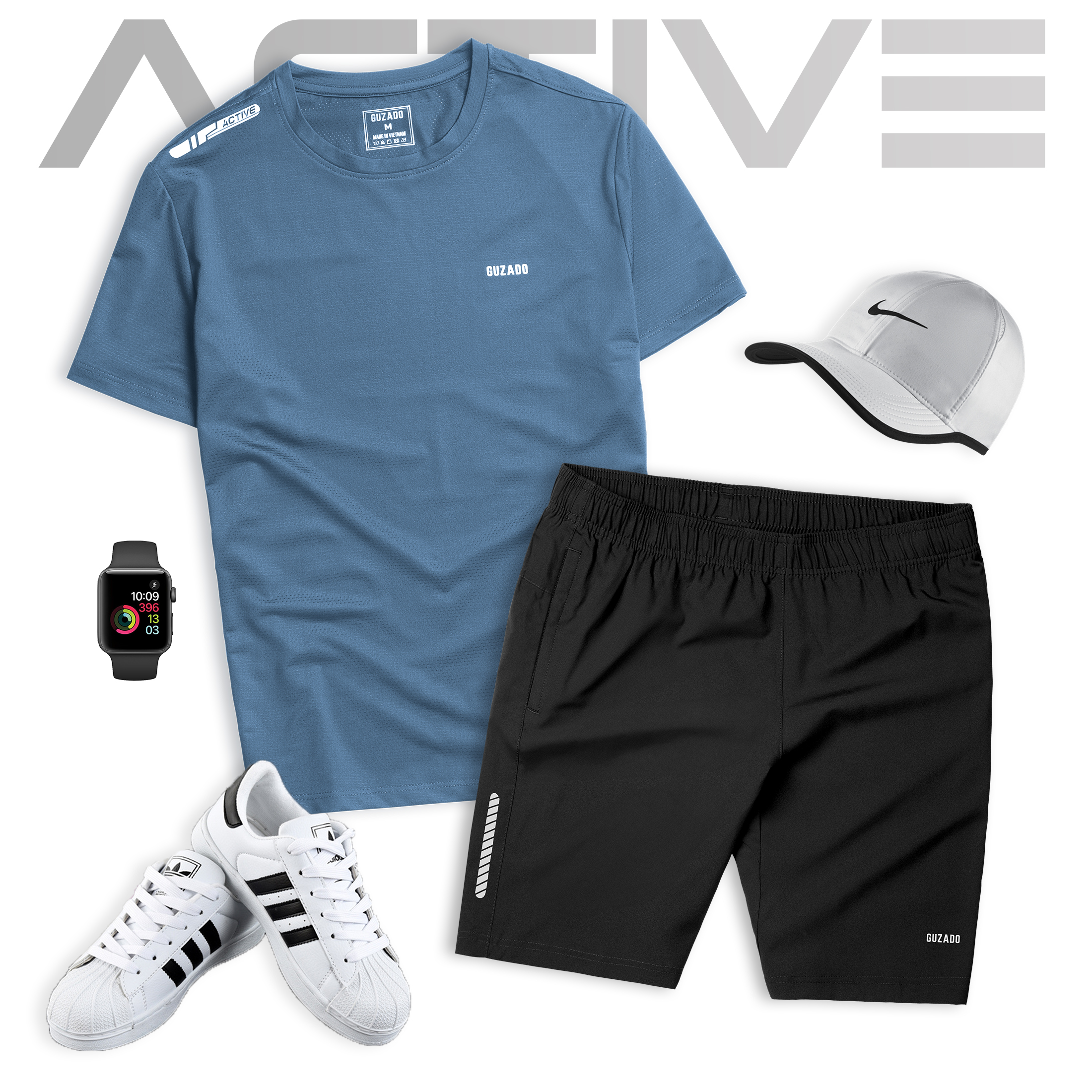 Bộ Quần Áo Thể Thao Nam GUZADO Tay Ngắn Cổ Tròn Chất Vải Thun Coolmax Thông Hơi Thiết Kế Đơn Giản BTS04