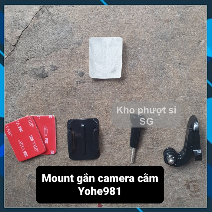 Phụ kiện gắn camera Gopro lên cằm nhọn nón bảo hiểm Fullface Yohe 981 vlog - Mount gắn camera hành trình lên cằm mũi nón fullface Yohe981 quay vloger