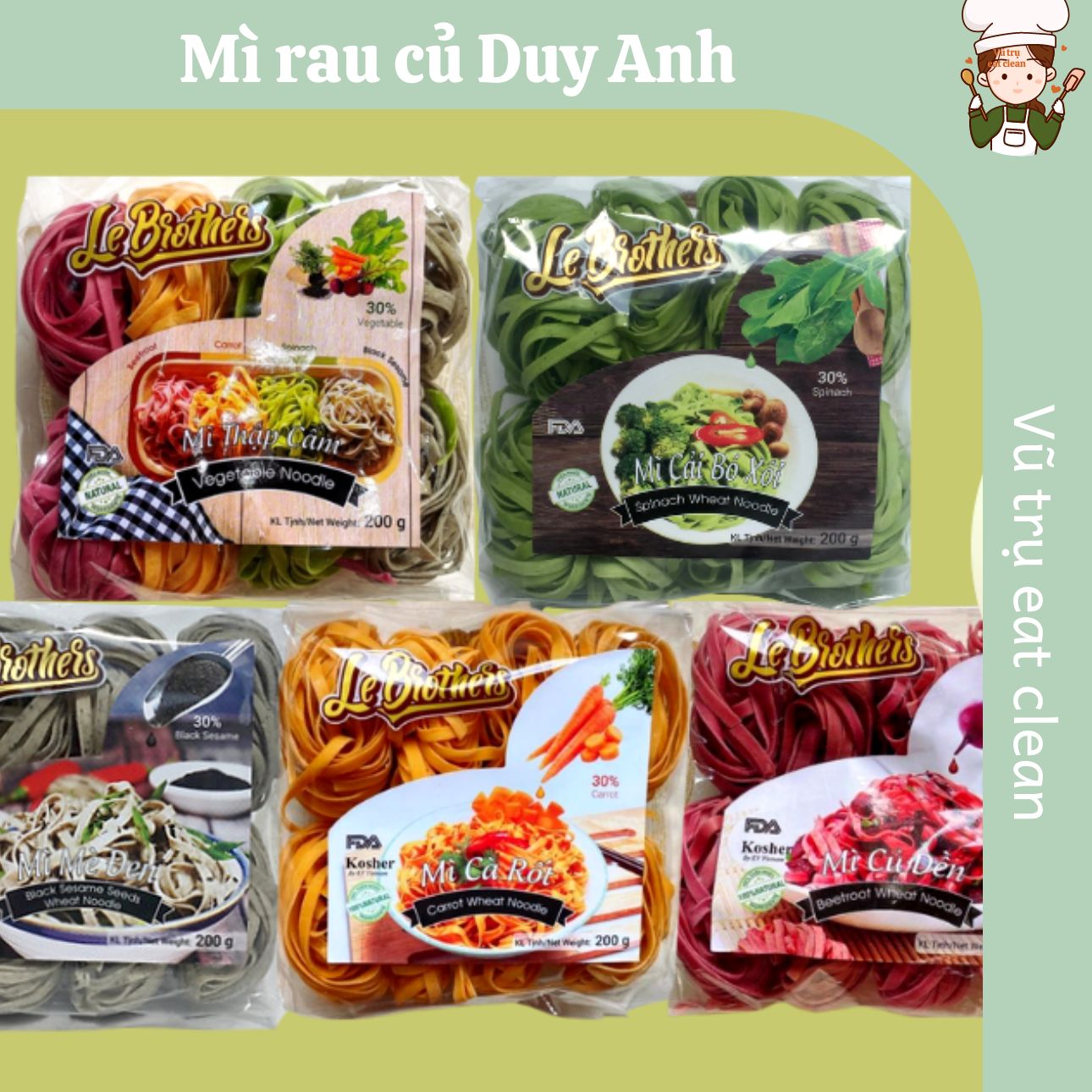 Mì / Mỳ Rau Củ Thập Cẩm Duy Anh Le BrothersMì Tươi Rau Củ Organic