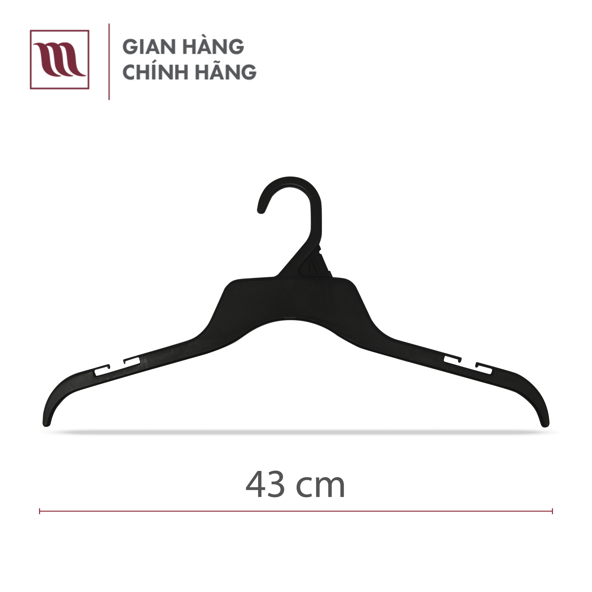 Combo 10 Móc treo áo cao cấp size lớn, chính hãng Mainetti, dài 43 cm, bộ 10 cái, màu đen, độ bền cao, chịu lực tốt, ít bị biến dạng