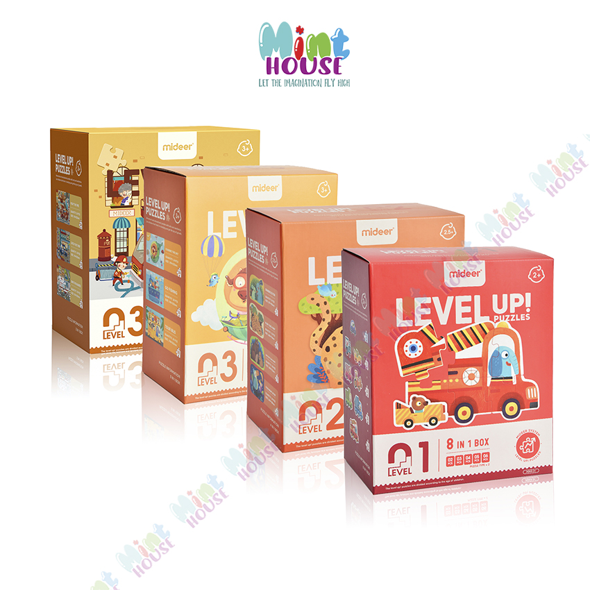 HÀNG CHÍNH HÃNG Bộ xếp hình Puzzles Level up MIDEER - Cửa hàng mẹ và bé Mint House - đồ chơi thông minh