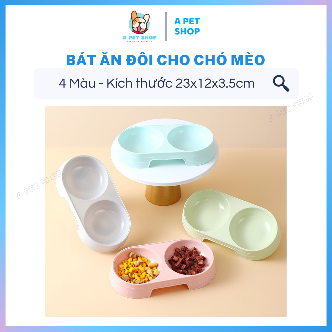 Bát Ăn Đôi Tròn Cho Chó Mèo Size Nhỏ (Có Video) - Bát Ăn Đôi Nhựa Đẹp Cho Chó Mèo - A Pet Shop