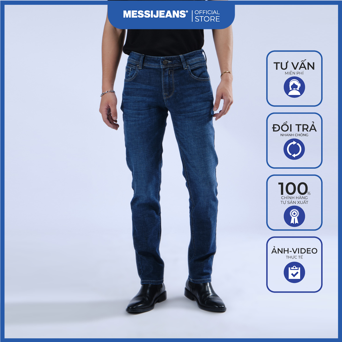 Quần jeans dài nam ống đứng messi mjb0173