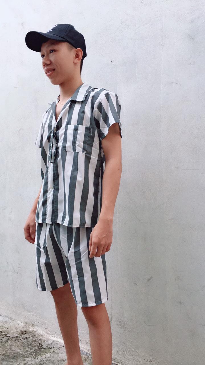 Bộ tù trưởng sọc đen trắng, đồ bộ nam nữ, đồ đôi cực phong cách