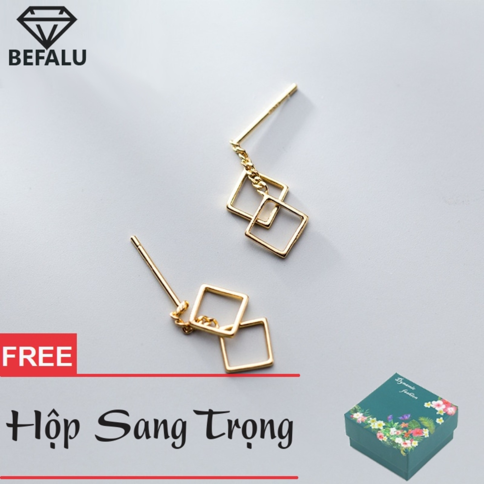 Bông tai phong cách bạc s925 kiểu hàn quốc bt18, khuyên tai nữ bạc - màu bạc