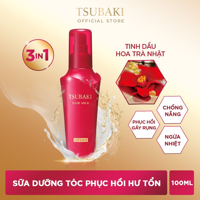 Sữa dưỡng tóc Tsubaki chống nắng phục hồi hư tổn Hair Milk 100ml