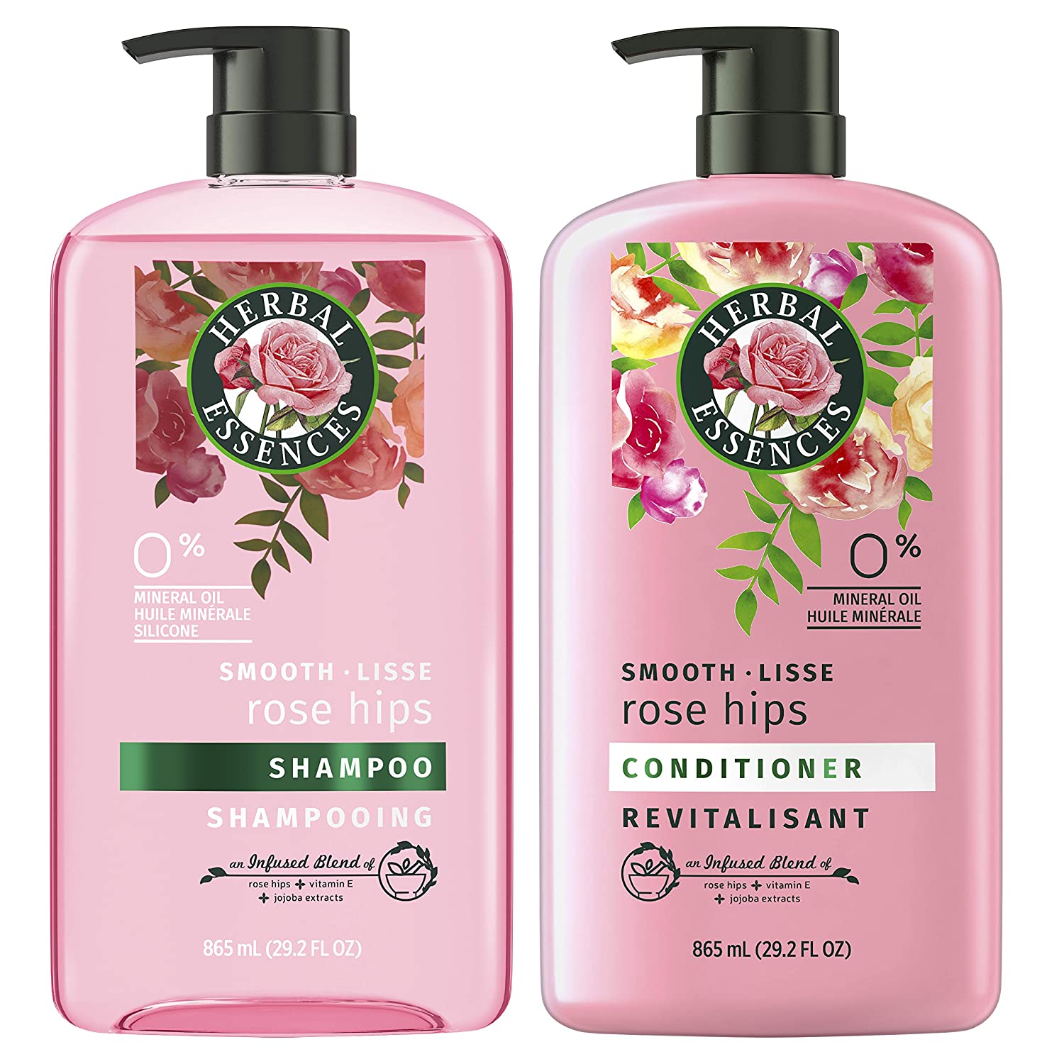 Dầu gội/xả Herbal Essences Shampoo and Conditioner, Vitamin E, Rose Hips and Jojoba Extract, Smooth Collection 400ml/865ml (Mỹ)