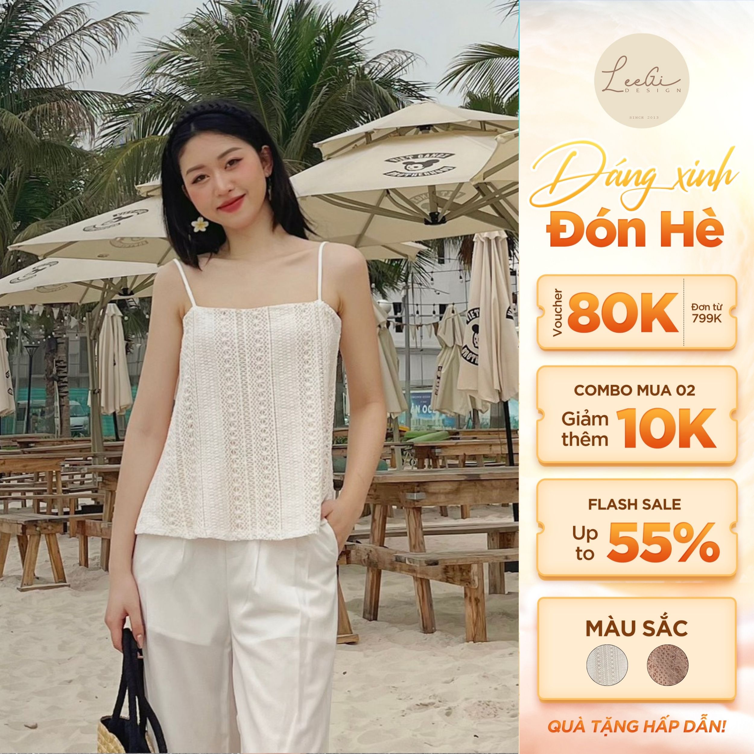 Áo 2 dây ren đi biển leegi design min6069