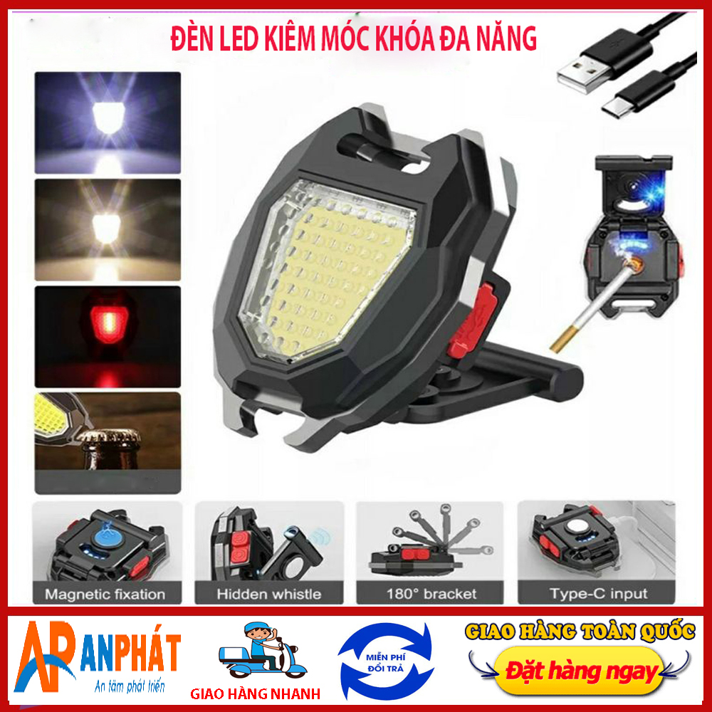 Đèn móc khóa mini led cob 800 lumens có móc khóa di động đa ứng dụng chống nước có thể sạc lại
