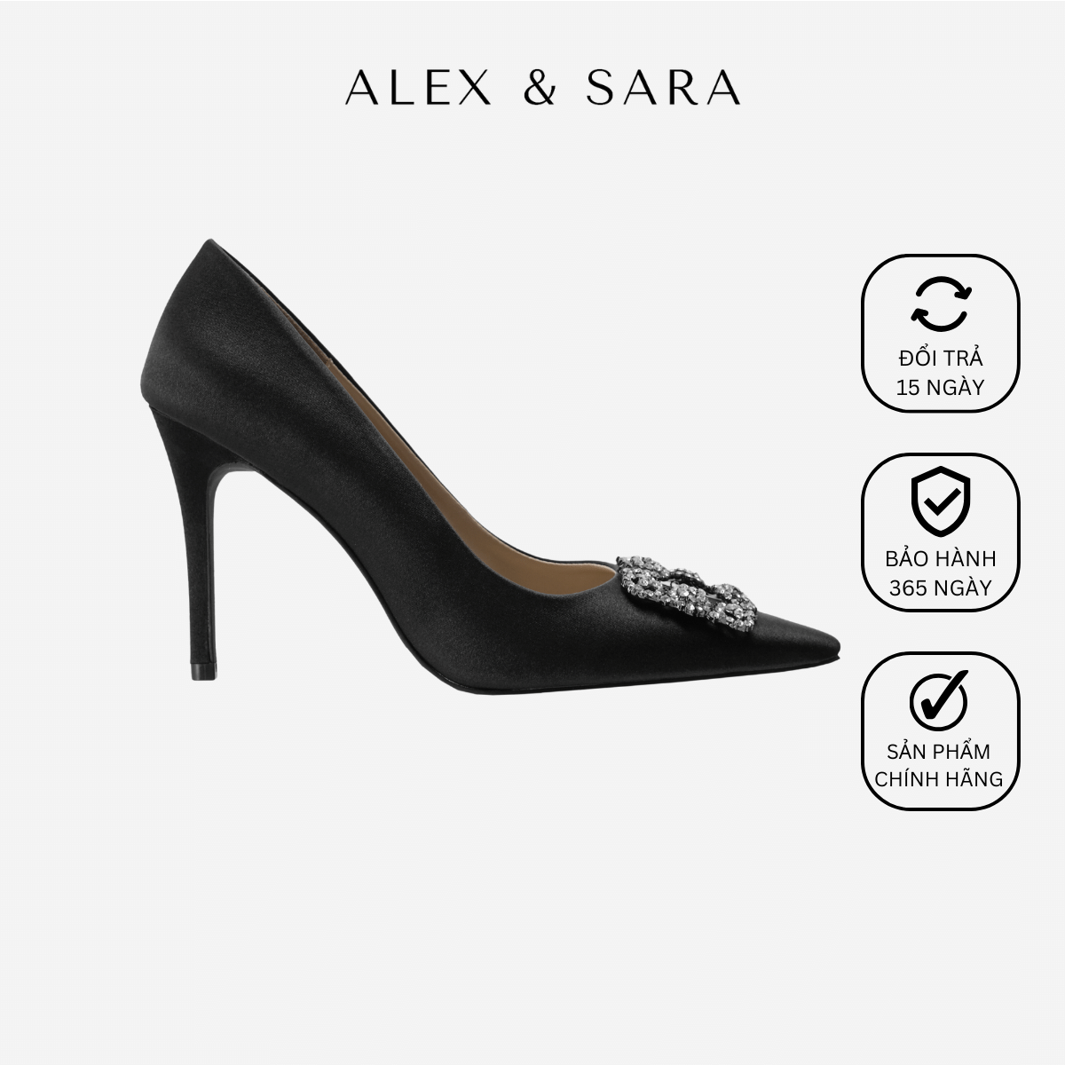 Giày cao gót nữ mũi nhọn khóa nhập khẩu cao cấp Rosabella Heels,gót cao thiết kế sang trọng,thời trang ALEX&amp;SARA | AL201