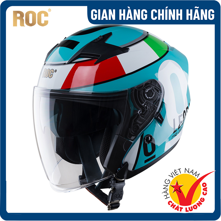 Mũ bảo hiểm 3/4 ROC R02 cao cấp, 2 kính, tặng kèm TÚI RÚT,  thiết kế đa dạng, chính hãng, bảo hành 12 tháng