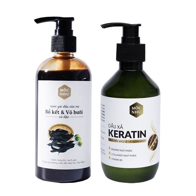 Dầu Gội Xả Mộc Nhu Bồ Kết Vỏ Bưởi Keratin 300ml - Ngừa Rụng Tóc, Giúp Mọc Tóc