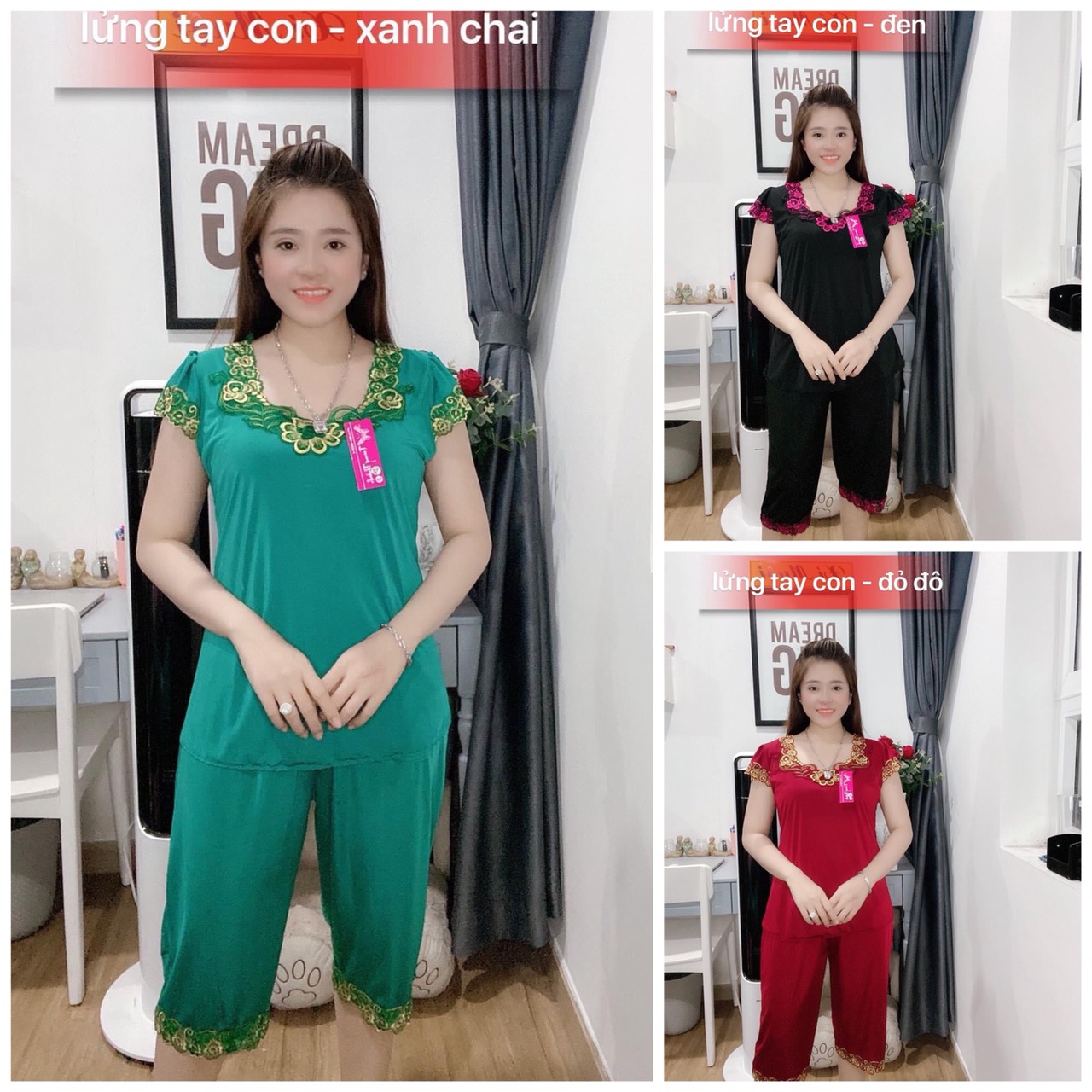 Đồ bộ nữ mặc nhà, đồ bộ trung niên, bộ lửng mặc nhà