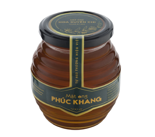 Mật Ong Hoa Xuyến Chi Cao Cấp Phúc Khang -Hũ thủy tinh 500g- Mật ong nguyên chất - Mật ong Phúc Khang -Không tồn dư kháng sinh - Chất bảo vệ thực vật - Sản phẩm ISO 22000 -