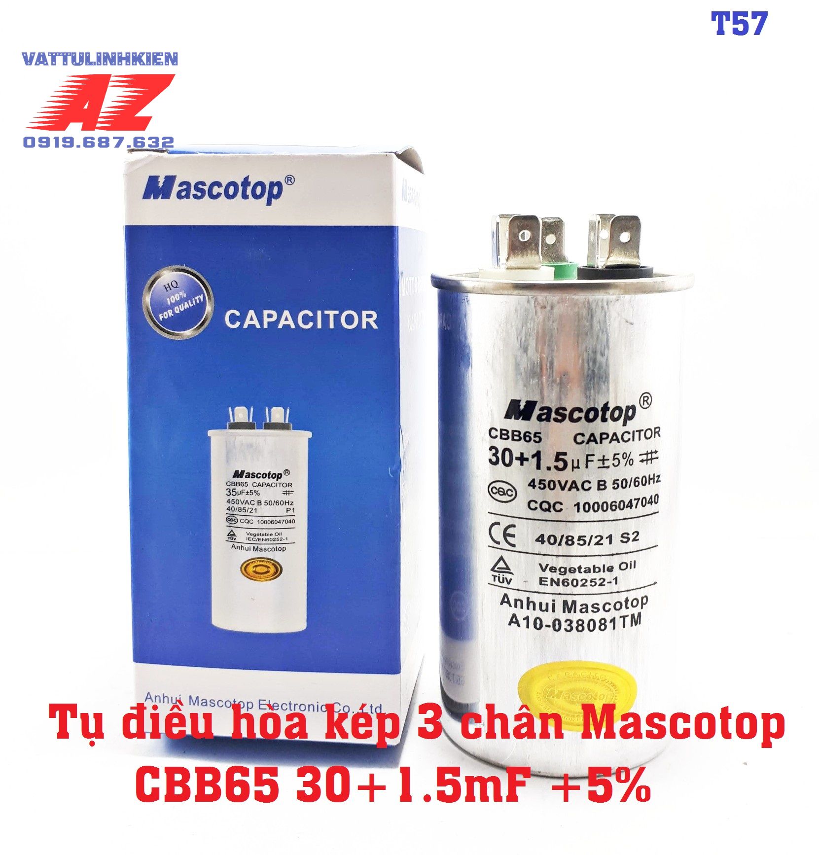 Tụ điện kép cbb65 30+1.5mf +5%