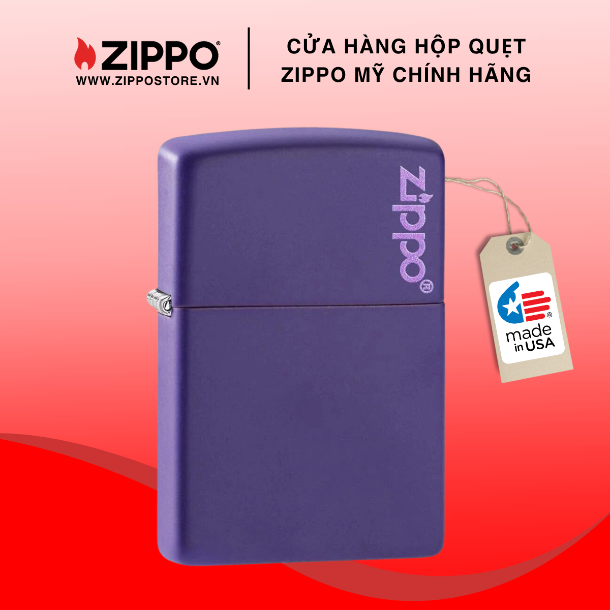 Bật lửa zippo purple matte zippo logo 237zl
