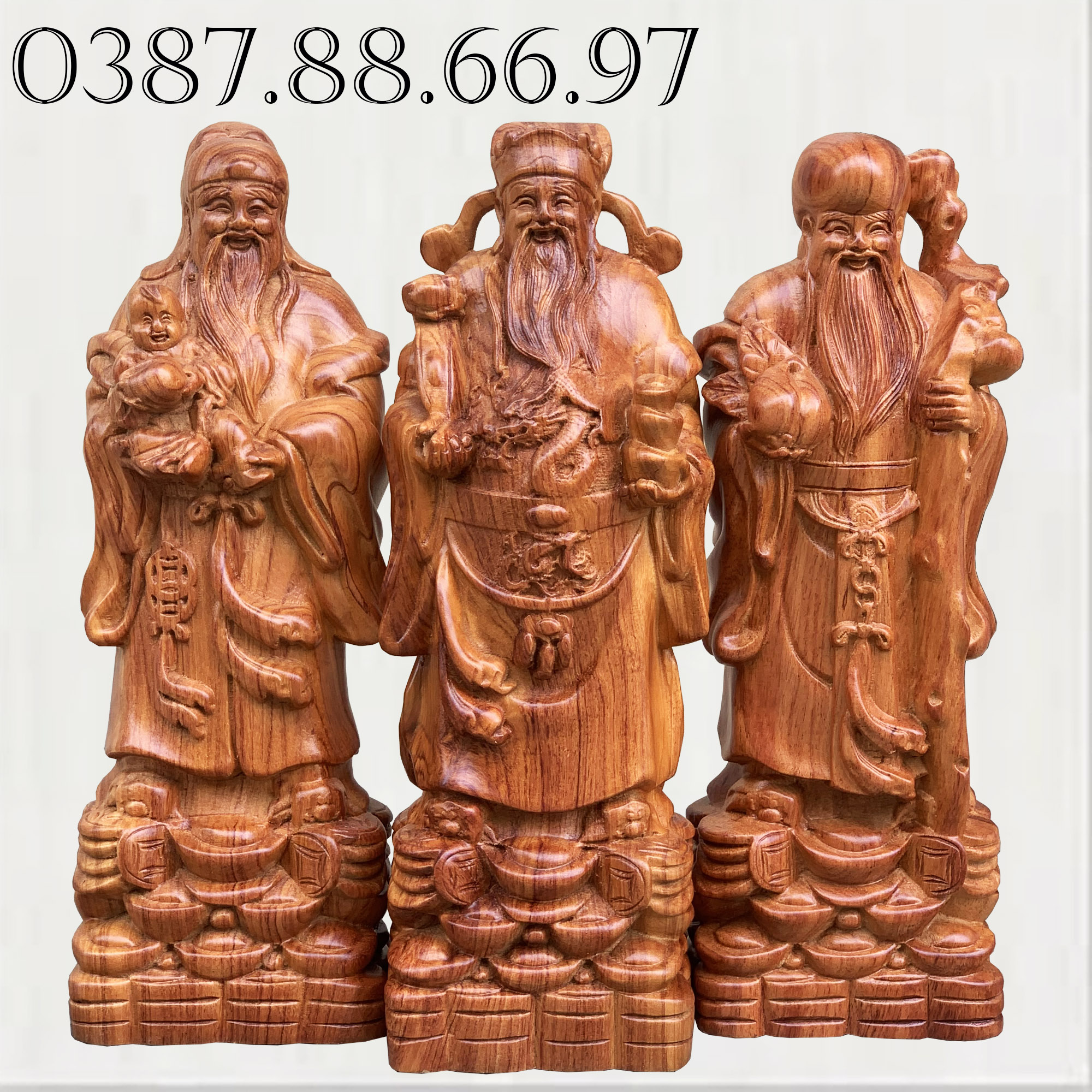 Tượng tam đa phúc lộc thọ cao 30-->60cm cực đẹp sắc nét