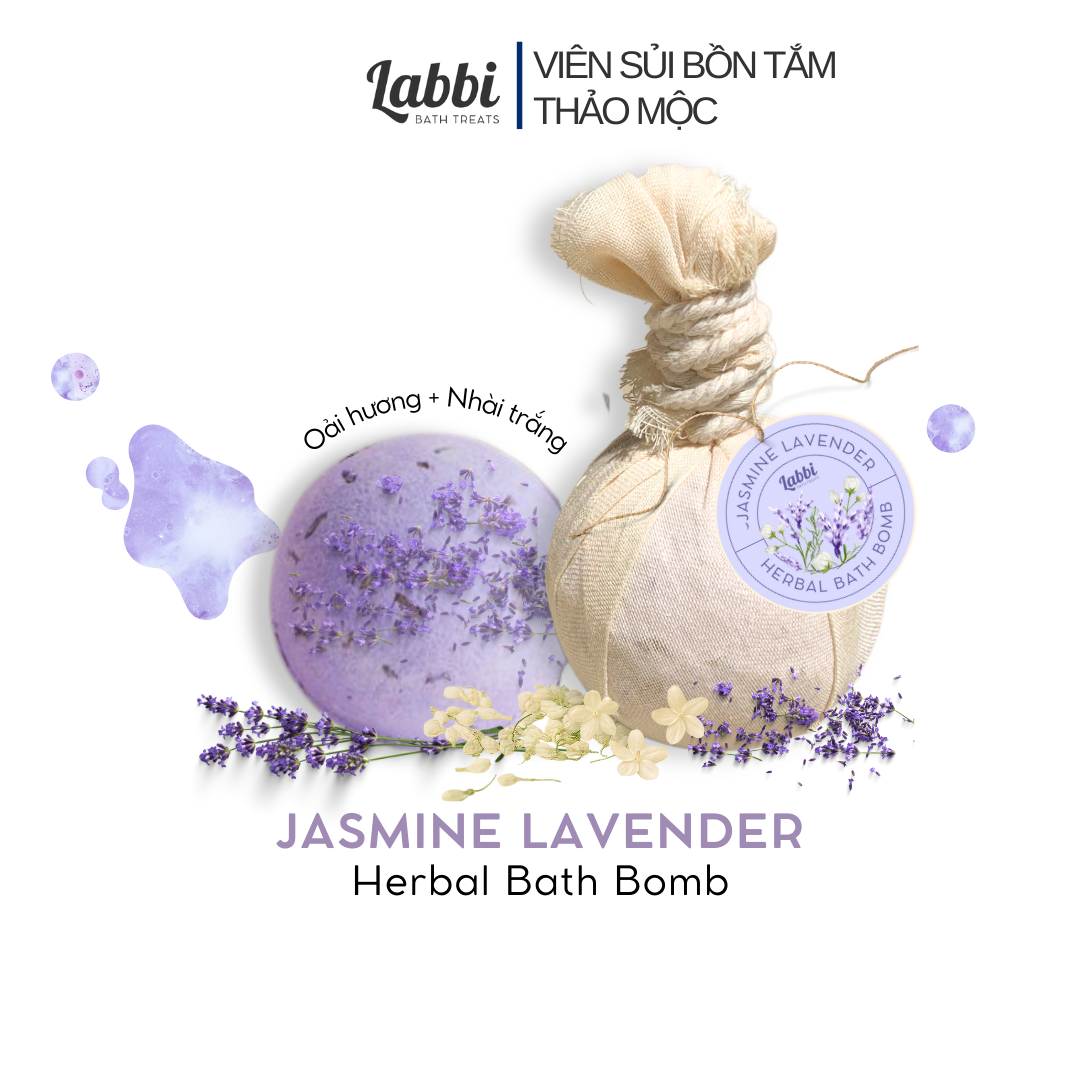 Jasmine lavender herbal bath bomb / viên sủi bồn tắm thảo mộc / bom tắm