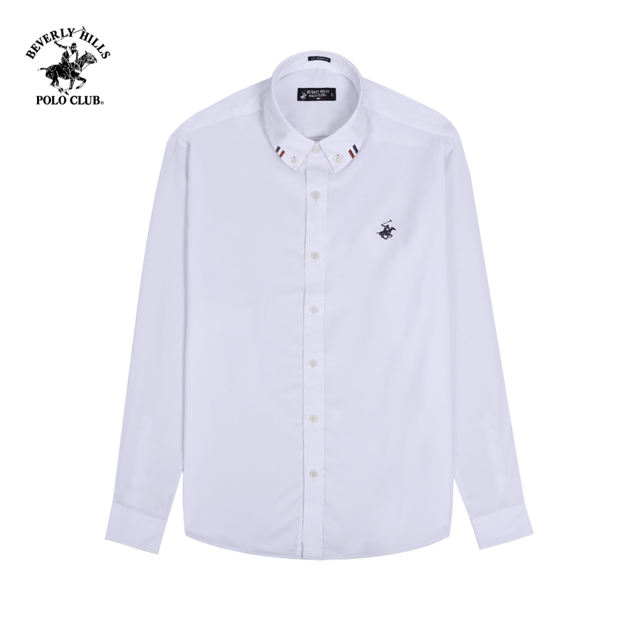Áo sơ mi dài tay nam slim fit cotton trắng trơn-cmslw23tl005