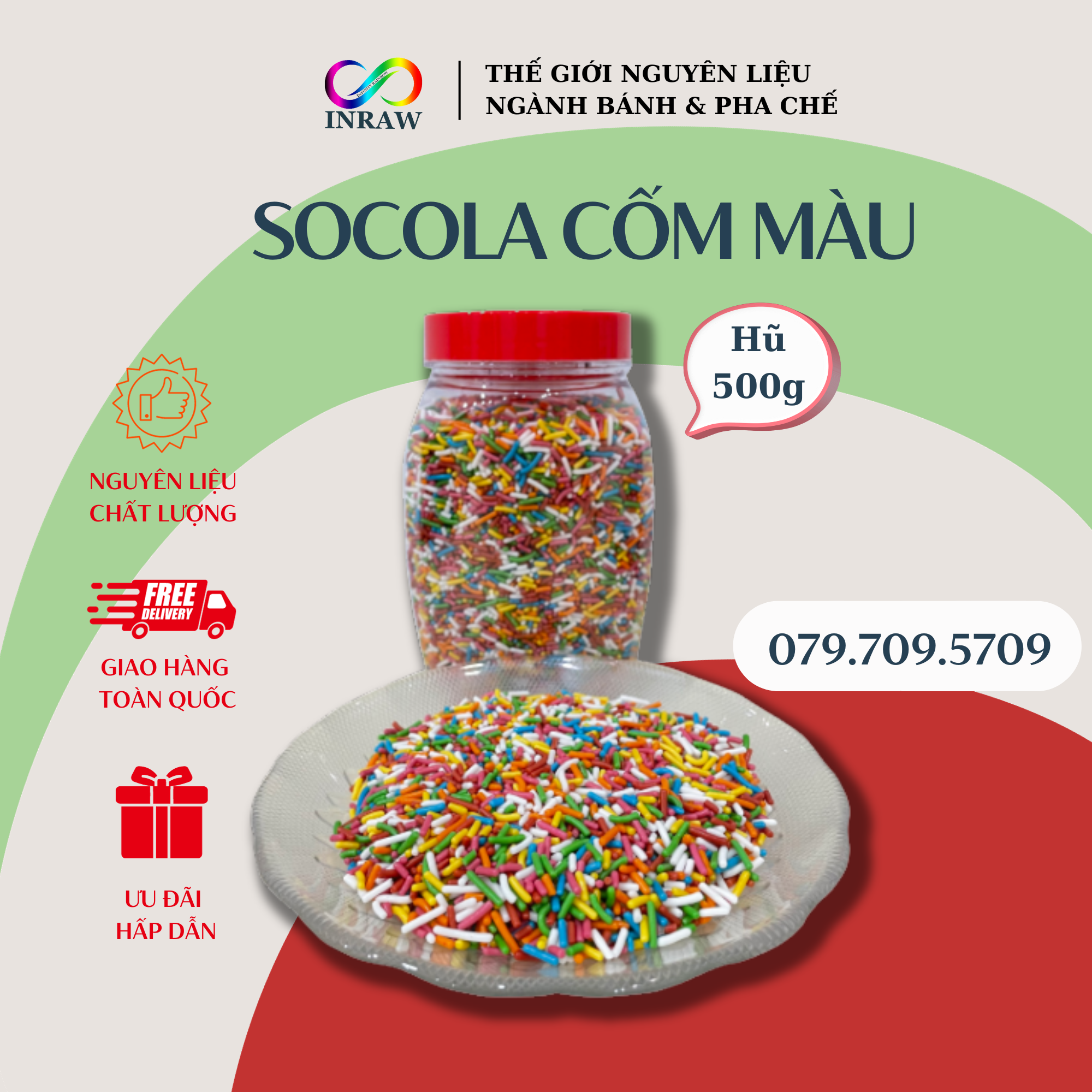 Socola cốm màu trang trí bánh hũ 500g