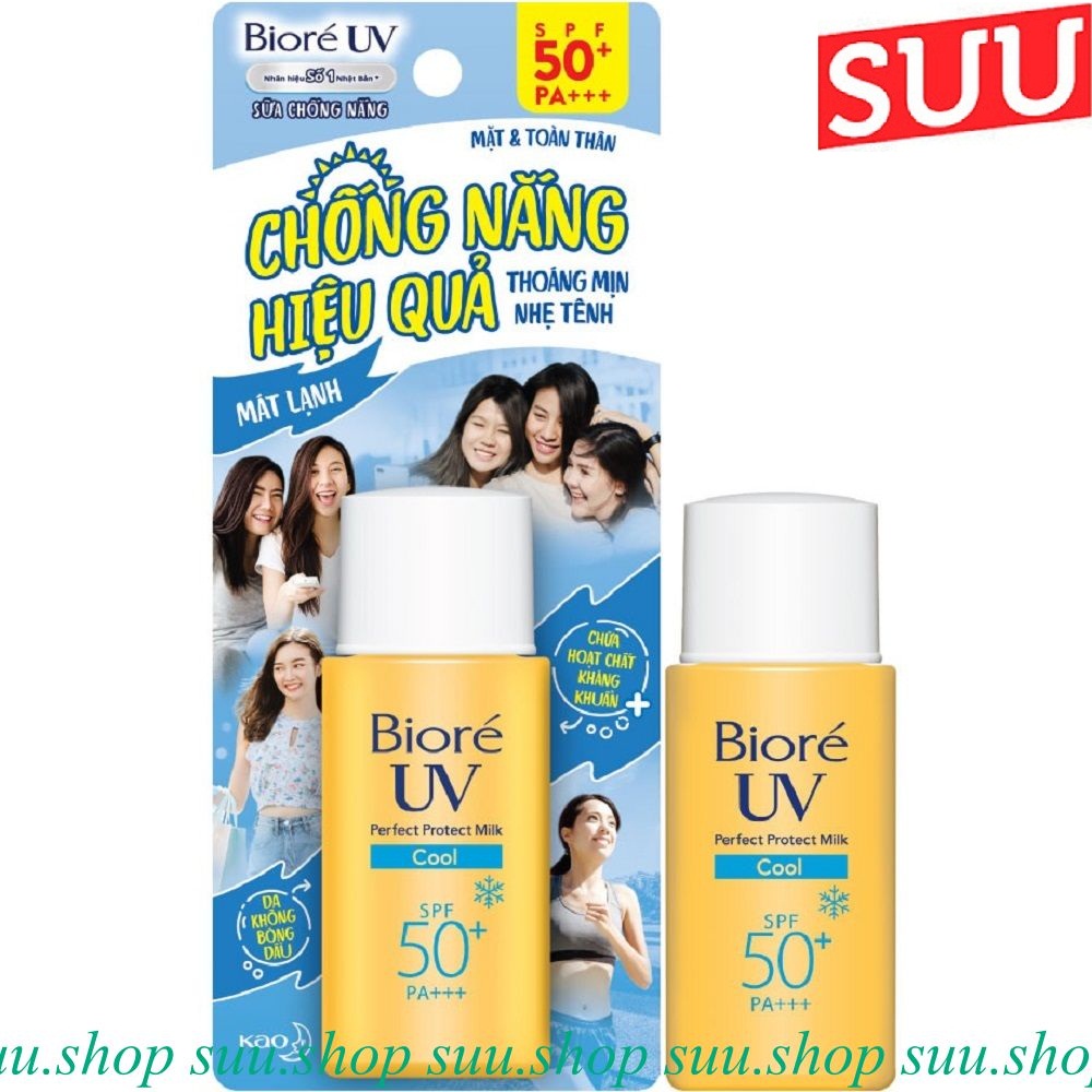 Sữa Chống Nắng 25ml Biore UV Perfect Protect Milk Cool Mát Lạnh SPF50+/PA+++