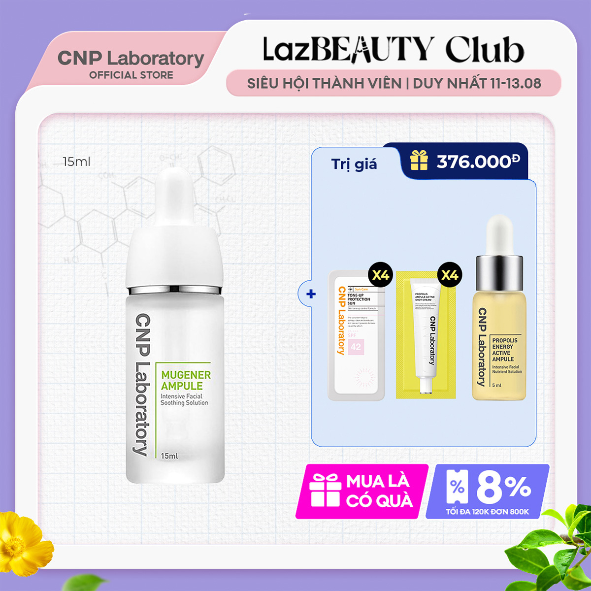 Tinh chất giảm sưng viêm và mẩn đỏ CNP Laboratory Mugener Calming Ampule 15ml