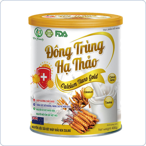 [Hộp 400g] Sữa Bột Đông Trùng Hạ Thảo Calcium Nano Gold Giúp Phòng Chống Ung Thư, Tăng Sức Đề Kháng, Tăng Cường Trí Nhớ,Giúp Ăn Ngon, Ngủ Tốt, Giảm Mỡ Máu, Cân Bằng Huyết Áp