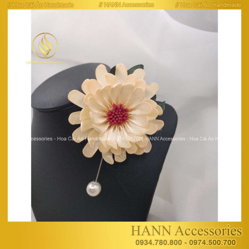 Hoa cài áo hoa cúc vàng -hoa cài - cài áo handmade - phụ kiện cài áo