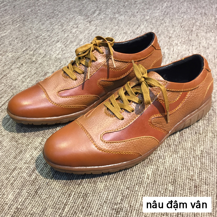 (GIÁ TỐT) Giày Nam Da Bò Nguyên Tấm Dáng Sport, Phong Cách Hiện Đại Trẻ Trung